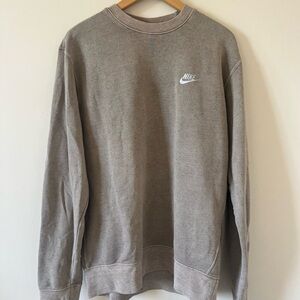 Nike Gray Crewneck Sweater with Ribbed Cuffs